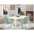 East West Furniture 5-Piece Kitchen Table Set in Linen White/Willow Green