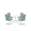 East West Furniture 5-Piece Kitchen Table Set in Linen White/Willow Green