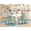East West Furniture 5-Piece Dining Table Set in Linen White/Willow Green