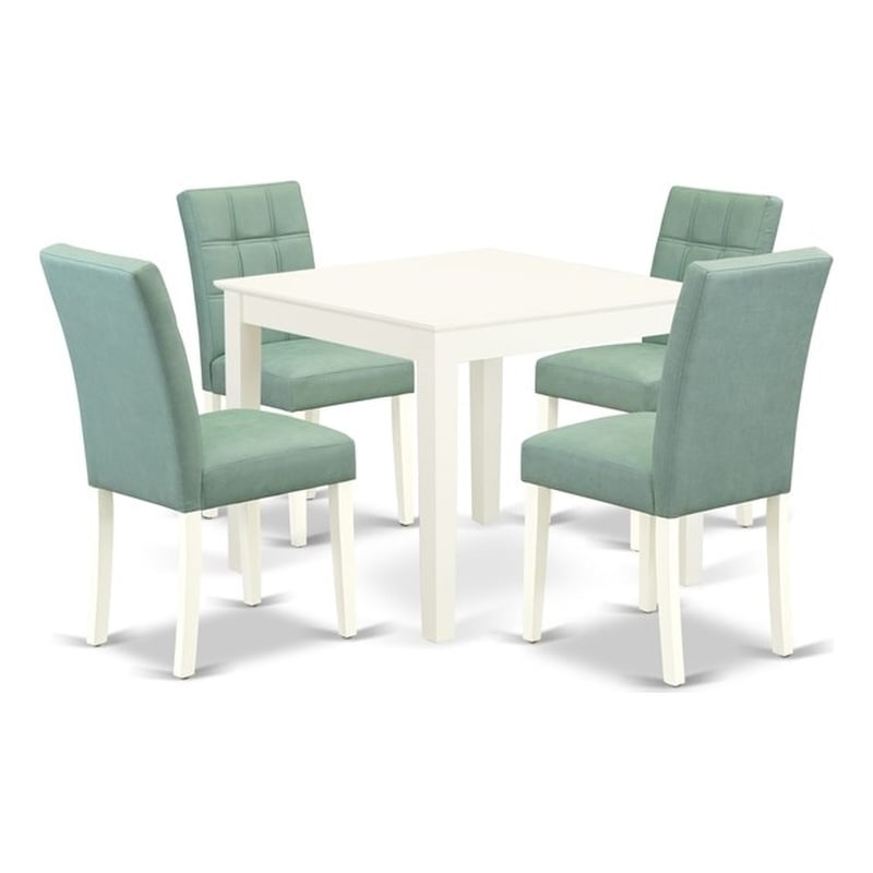 East West Furniture 5-Piece Dinette Set in Linen White/Willow Green