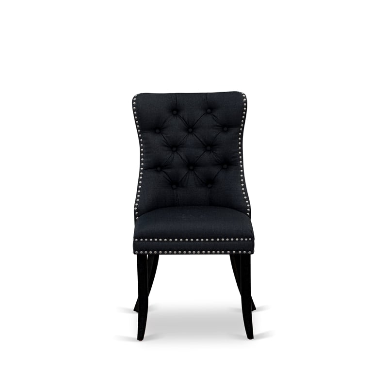 East West Furniture 7-Piece Dinette Set in Black/Black