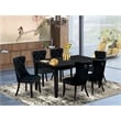 East West Furniture 7-Piece Dinette Set in Black/Black