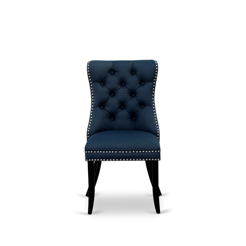 East West Furniture 7-Piece Dining Set in Black/Navy Blue