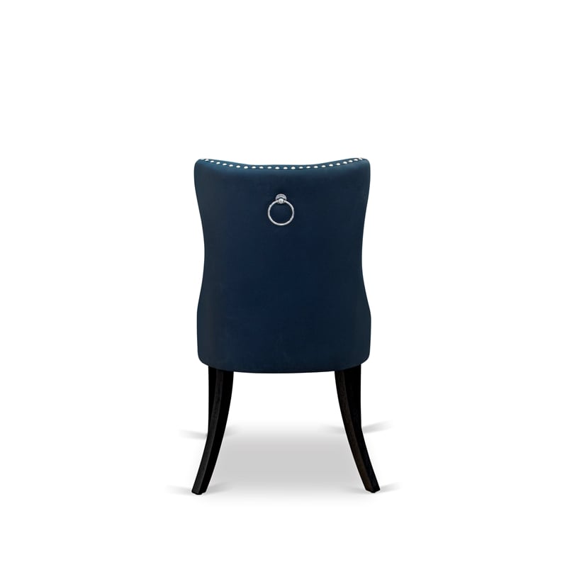 East West Furniture 7-Piece Kitchen Table Set in Black/Navy Blue