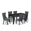 East West Furniture 7-Piece Kitchen Table Set in Black/Platinum Gray