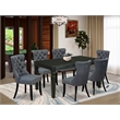 East West Furniture 7-Piece Kitchen Table Set in Black/Platinum Gray