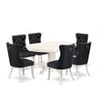 East West Furniture 7-Piece Dining Room Set in linen white/Dark Gray