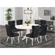 East West Furniture 7-Piece Dining Room Set in linen white/Dark Gray