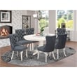 East West Furniture 7-Piece Dining Set in Linen White/Platinum Gray