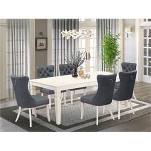 East West Furniture 7-Piece Kitchen Table Set in Linen White/Platinum Gray