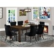 East West Furniture 7-Piece Kitchen Table Set in Distressed Jacobean/Black