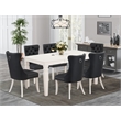 East West Furniture 7-Piece Modern Dining Table Set in Linen White/Dark Gray