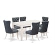 East West Furniture 7-Piece Modern Dining Table Set in Linen White/Platinum Gray