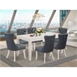 East West Furniture 7-Piece Modern Dining Table Set in Linen White/Platinum Gray