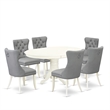 East West Furniture 7-Piece Dining Set in Linen White/Light Gray