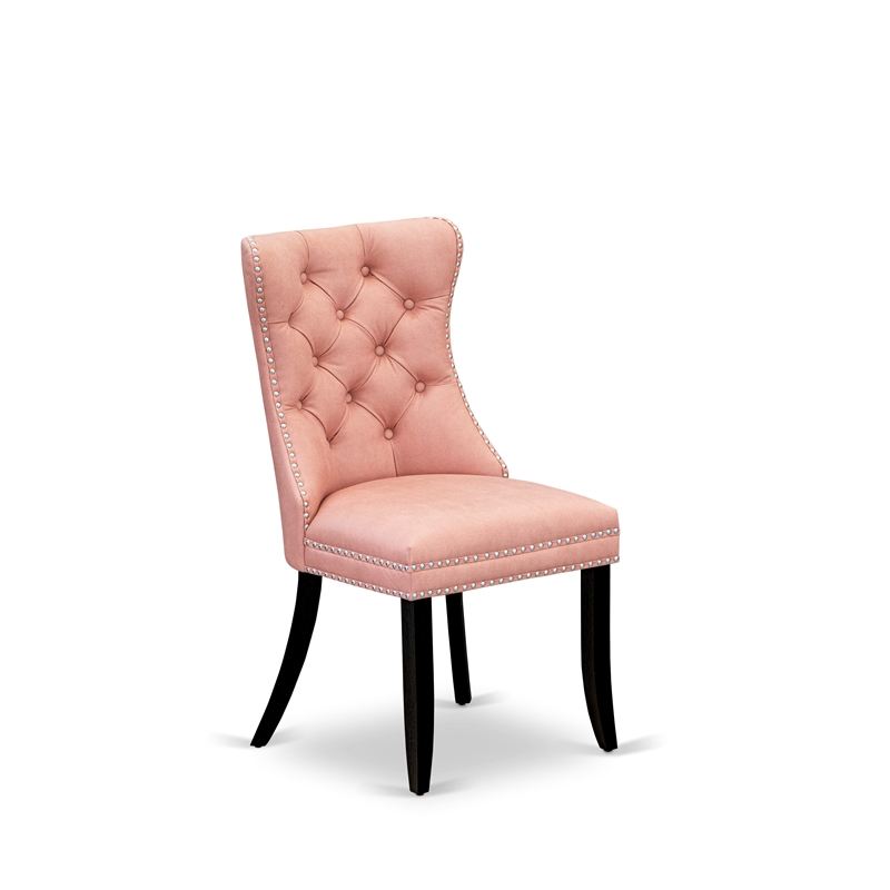 East West Furniture 7-Piece Dining Table Set in Black/Beige Red