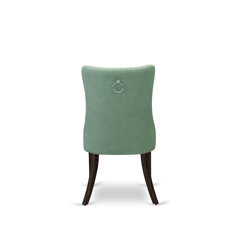 East West Furniture 7-Piece Dining Table Set in Willow Green/Distressed Jacobean