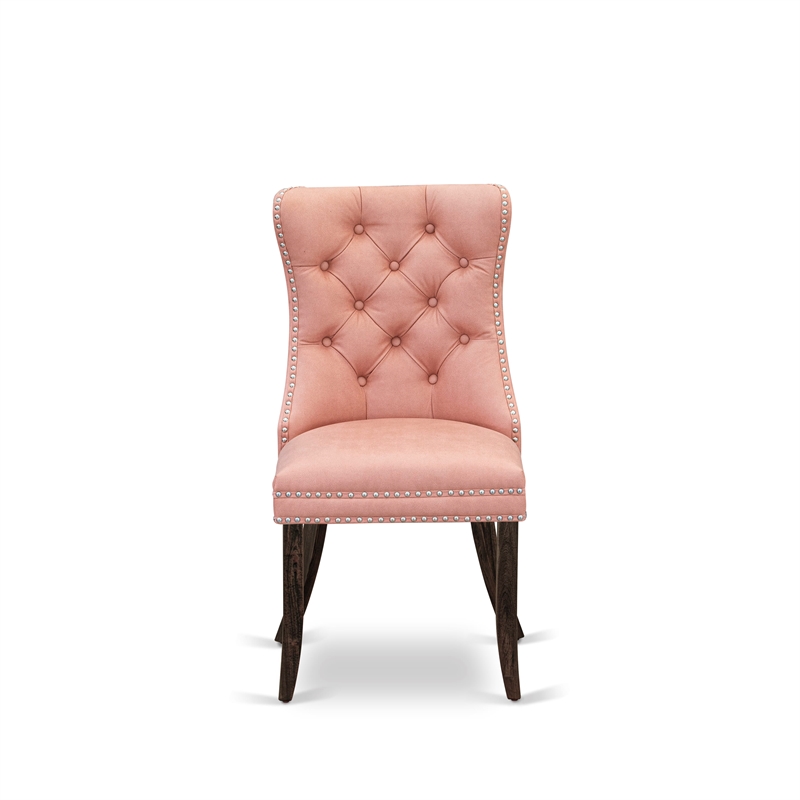 East West Furniture 7-Piece Dining Set in Beige Red/Distressed Jacobean