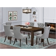 East West Furniture 7-Piece Dining Table Set in Light Gray/Distressed Jacobean