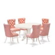 East West Furniture 7-Piece Dining Room Set in Linen White/Beige Red