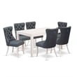 East West Furniture 7-Piece Dining Table Set in Linen White/Platinum Gray