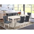 East West Furniture 7-Piece Dining Set in Linen White/Platinum Gray