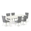 East West Furniture 7-Piece Dining Room Set in Linen White/Light Gray