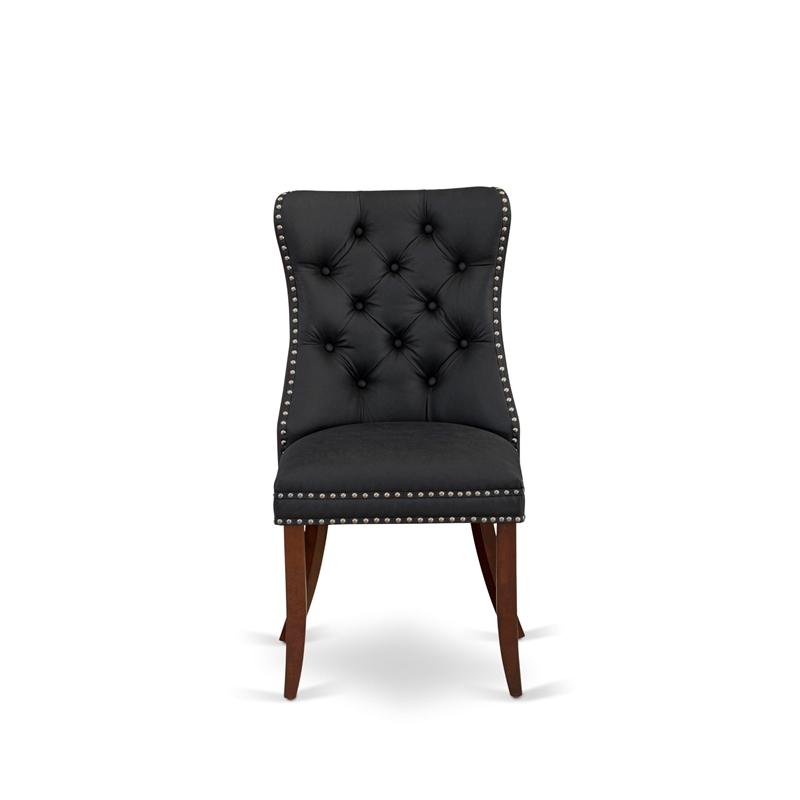 East West Furniture 7-Piece Dinette Set in Mahogany/Dark Gray