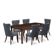 East West Furniture 7-Piece Kitchen Table Set in Mahogany/Platinum Gray