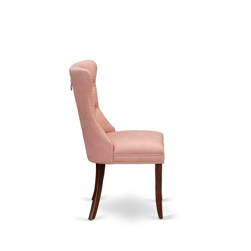 East West Furniture 7-Piece Kitchen Table Set in Mahogany/Beige Red