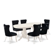 East West Furniture 7-Piece Kitchen Table Set in Linen White/Black