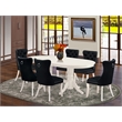 East West Furniture 7-Piece Kitchen Table Set in Linen White/Black