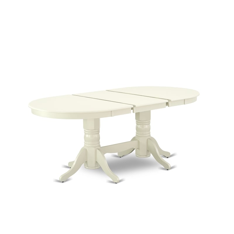 East West Furniture 7-Piece Dining Table Set in Linen White/Light Beige