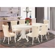 East West Furniture 7-Piece Dining Table Set in Linen White/Light Beige