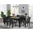 East West Furniture 7-Piece Kitchen Table Set in Black/Dark Gray