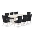 East West Furniture 9-Piece Dinette Set in Linen White/Dark Gray