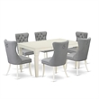East West Furniture 7-Piece Kitchen Table Set in Linen White/Light Gray