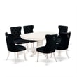 East West Furniture 7-Piece Dining Room Set in Linen White/Black