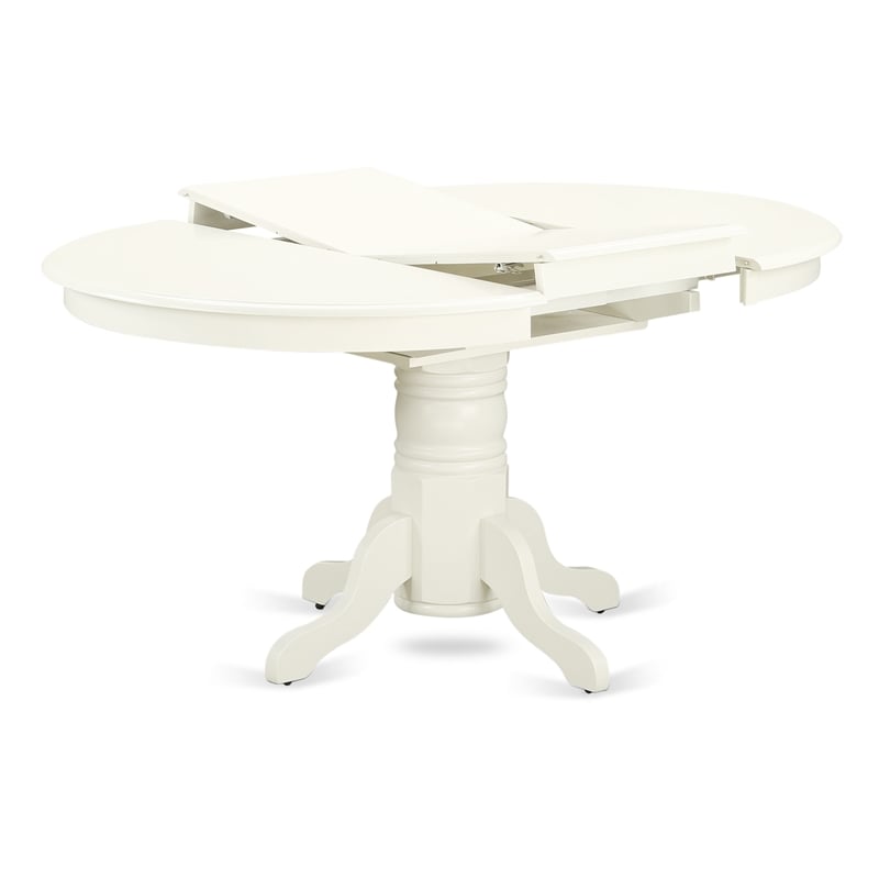 East West Furniture 7-Piece Dining Room Set in Linen White/Black