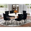 East West Furniture 7-Piece Dining Room Set in Linen White/Black
