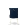 East West Furniture 7-Piece Dining Table Set in Linen White/Navy Blue