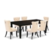 East West Furniture 7-Piece Kitchen Table Set in Light Beige/Black