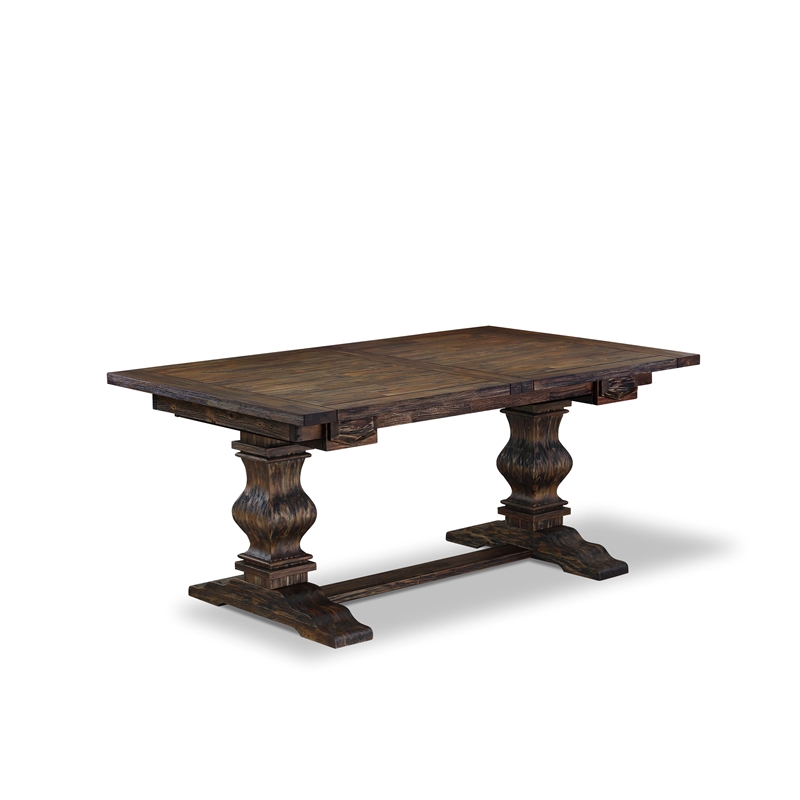 East West Furniture 9-Piece Dining Set in Distressed Jacobean/Navy Blue