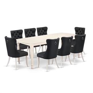 East West Furniture 9-Piece Dinette Set in Linen White/Dark Gray