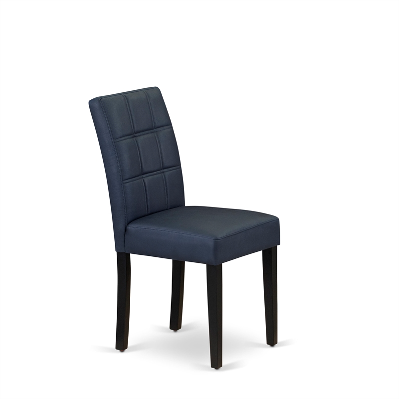 East West Furniture 9-Piece Dining Table Set in Black/Dark Navy Blue