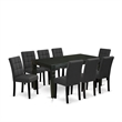 East West Furniture 9-Piece Dining Table Set in Black/Dark Gray
