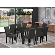 East West Furniture 9-Piece Dining Table Set in Black/Dark Gray