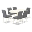 East West Furniture 7-Piece Dining Room Set in Linen White/Platinum Gray