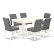 East West Furniture 7-Piece Dining Room Set in Linen White/Platinum Gray
