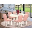 East West Furniture 7-Piece Dinette Set in Linen White/Beige Red